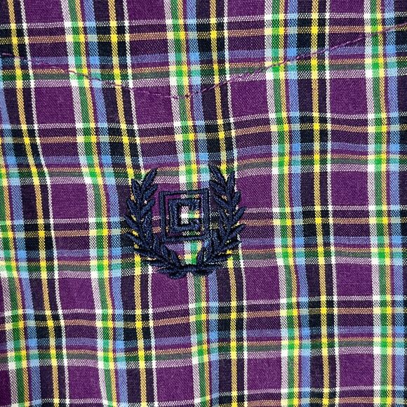 Chaps Shirt Mens Medium Plaid Easy Care Business Casual Button-Down Short Sleeve - Picture 6 of 11